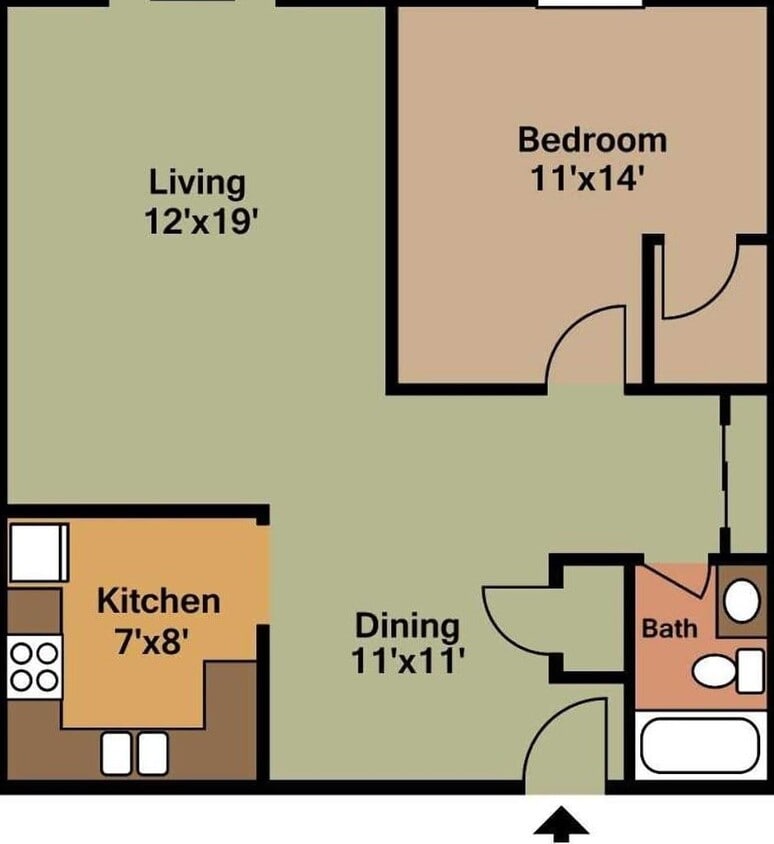 Floor Plan - 1 Bedroom Apartment Home