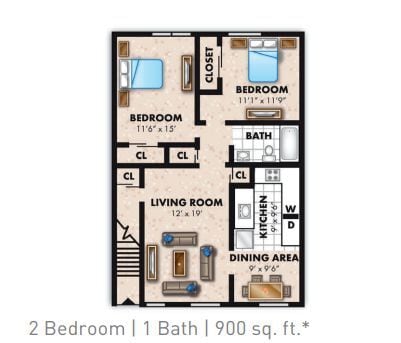 Floor Plan - 2  Bedroom TH