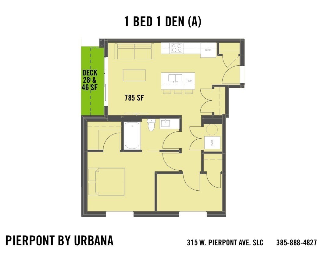 Floor Plan - 1 BED 1 DEN (A)