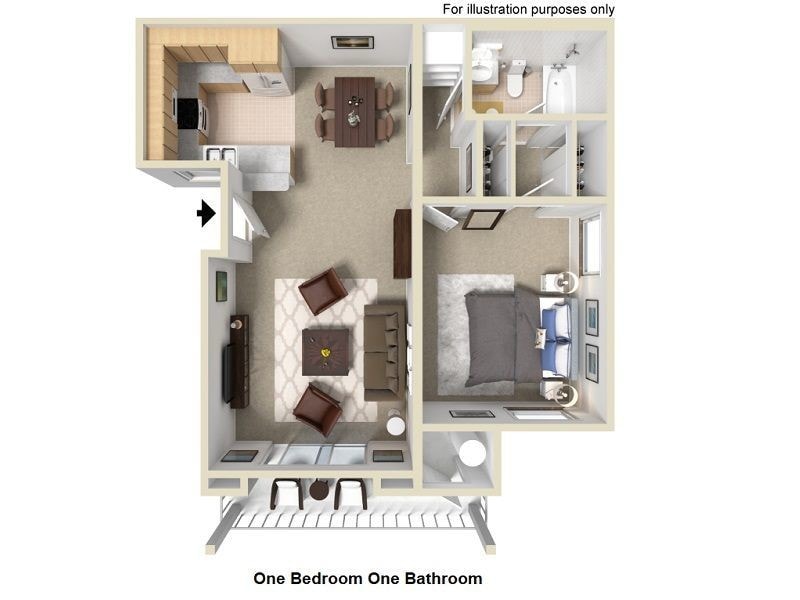 Floor Plan - 1 Bedroom / 1 Bath