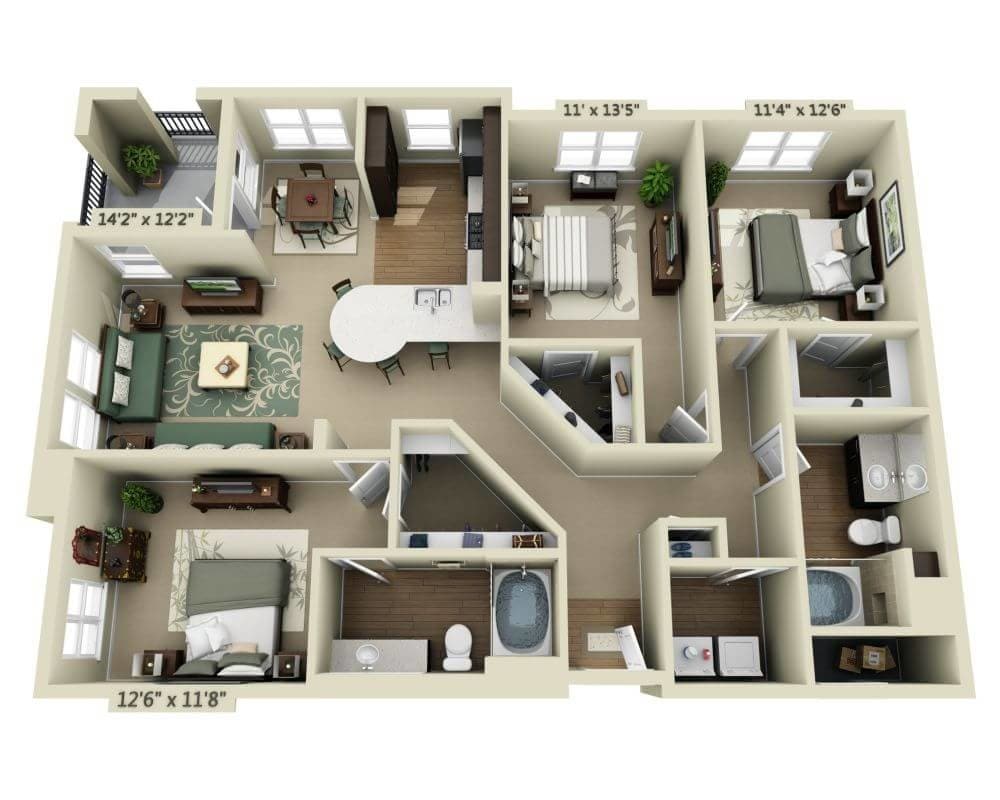 Floor Plan - Three Bedroom C2C