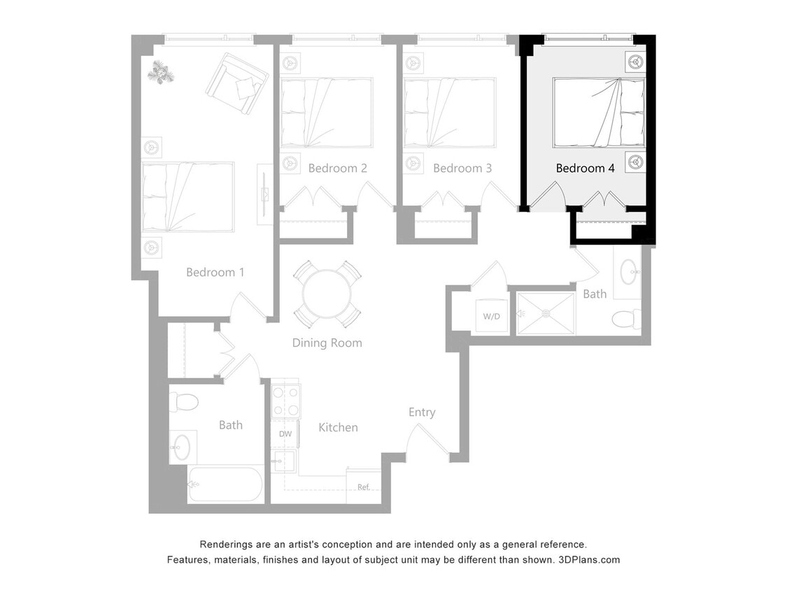 The Reserve_E4 - Furnished Room in a 4 Bedroom 2 Bathroom (E4)