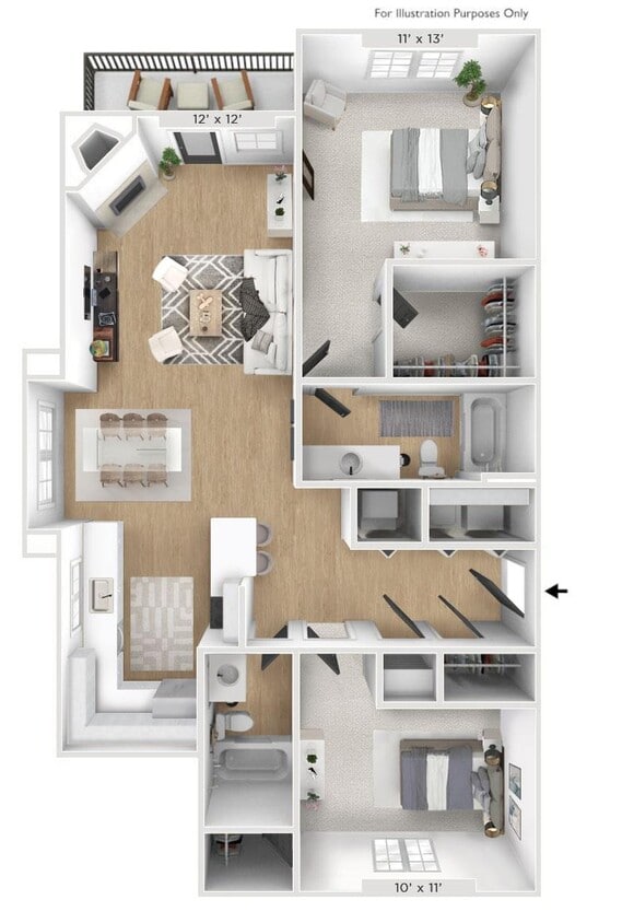 Floor Plan - The Trade Wind 2 BR 2 BA
