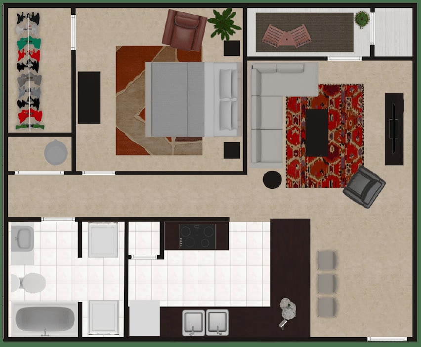Floor Plan - 1 BR LG