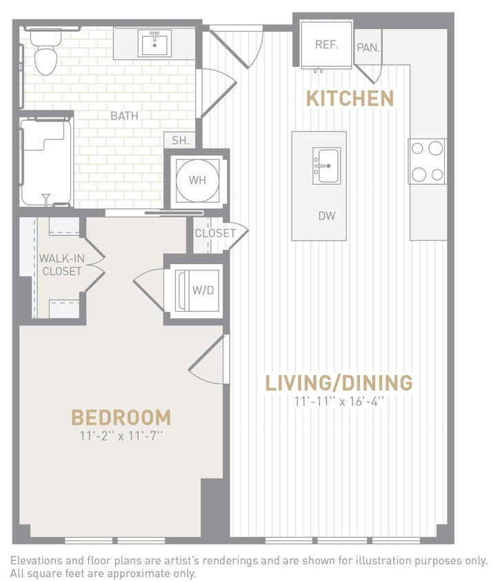 Floor Plan - 1 Bed 1 Bath-A03a Type A