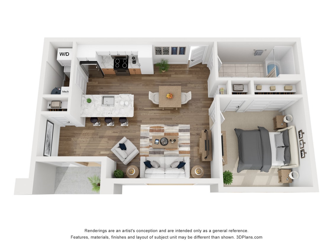 Floor Plan - 1 Bedroom 1 Bath