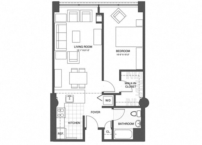 Floor Plan - 1 Bed/1 Bath