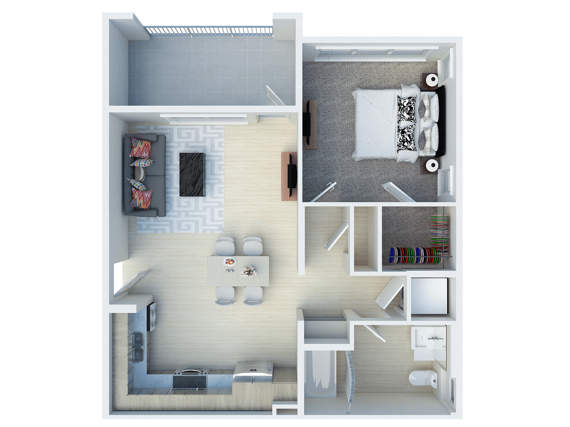 Floor Plan - 1Bed, 1Bath H