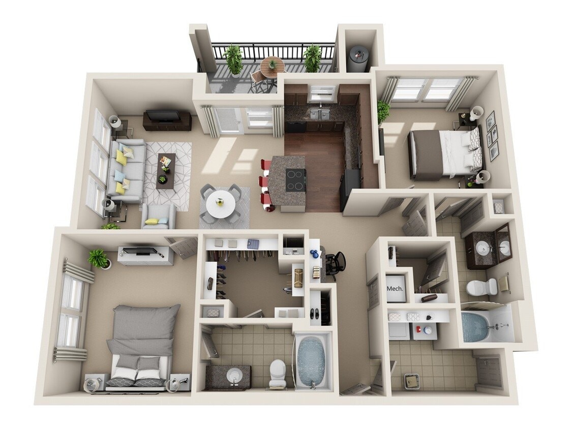 Floor Plan - Two Bedroom + Attached Garage (E)