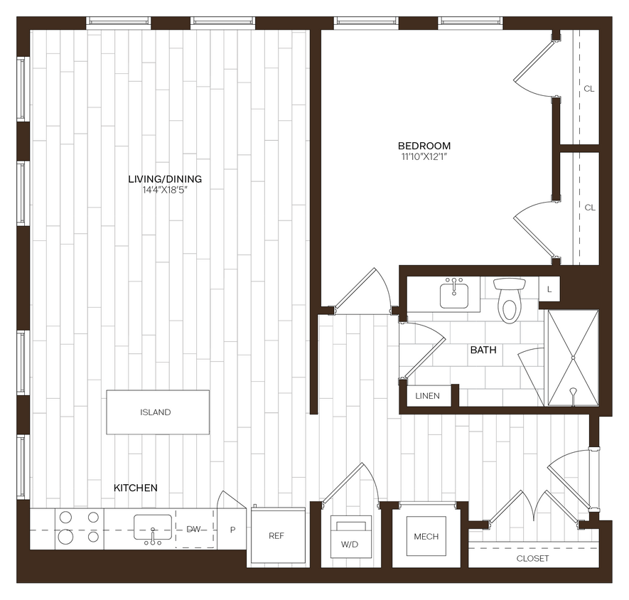 Floor Plan - 1 Bed/1 Bath-A13