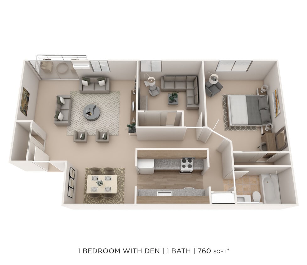 Floor Plan - One Bedroom - 760 sqft