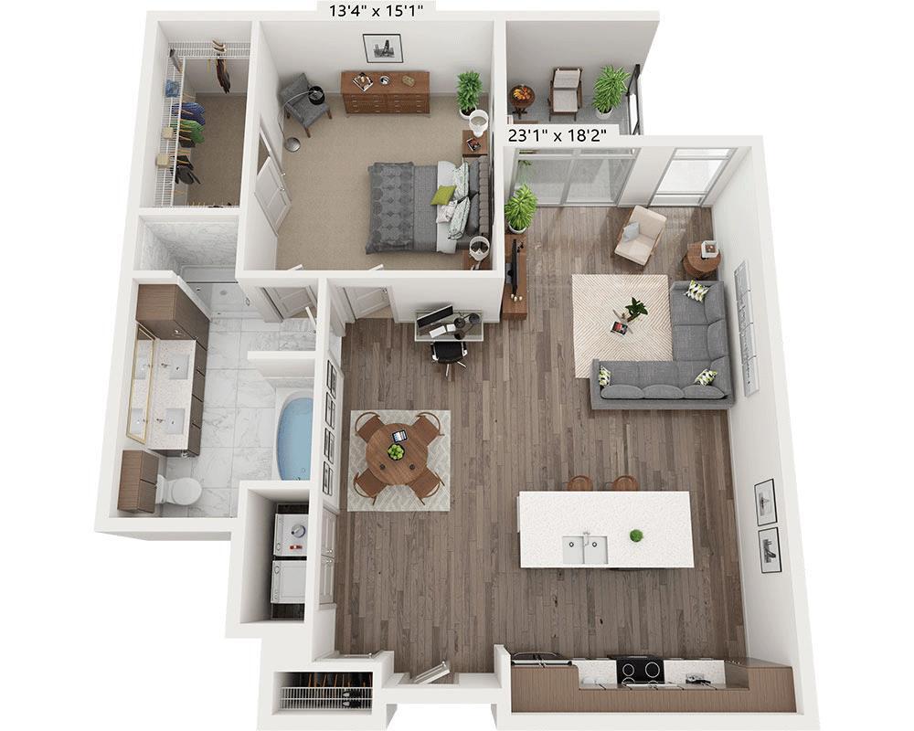 Floor Plan - One Bedroom A1F1