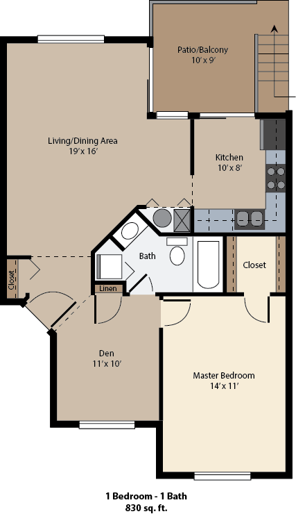 Floor Plan - 1 Bedroom