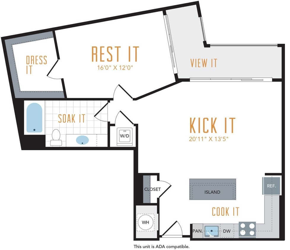 Floor Plan - 1 Bed 1 Bath - ANSI