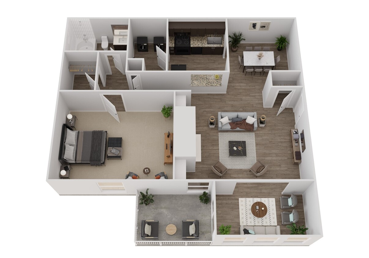 1A 3D Floor Plan - 1ARL - 1 Bedroom - Luxe
