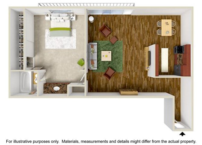 Floor Plan - 1 Bedroom 1 Bath