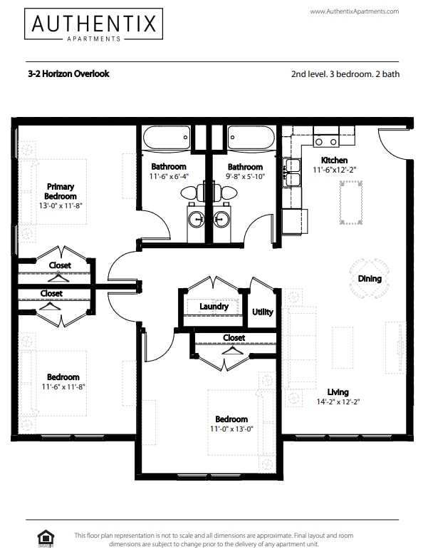 Floor Plan - 3-2 BR Horizon Overlook