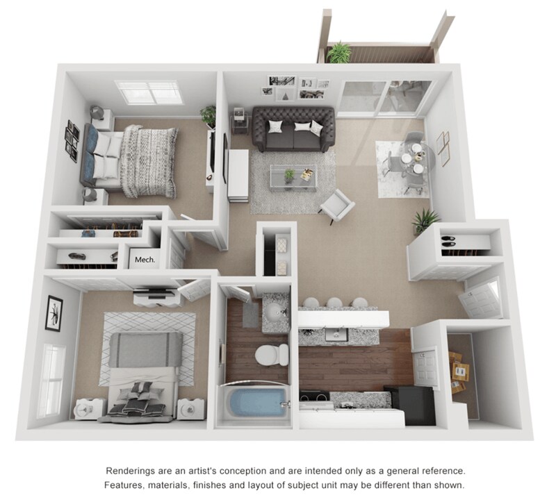 Floor Plan - 2x1 w/ Washer & Dryer