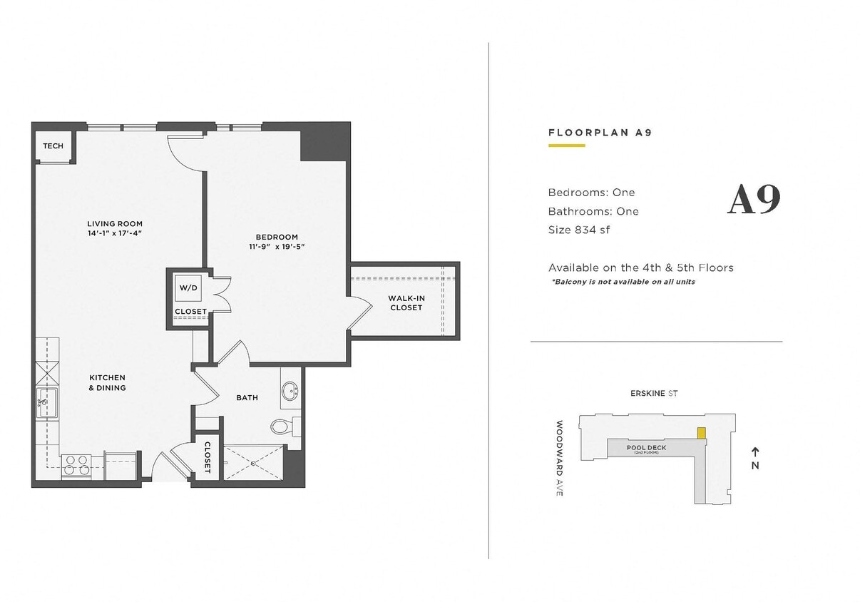 Floor Plan - 1 Bedroom Unit - A9