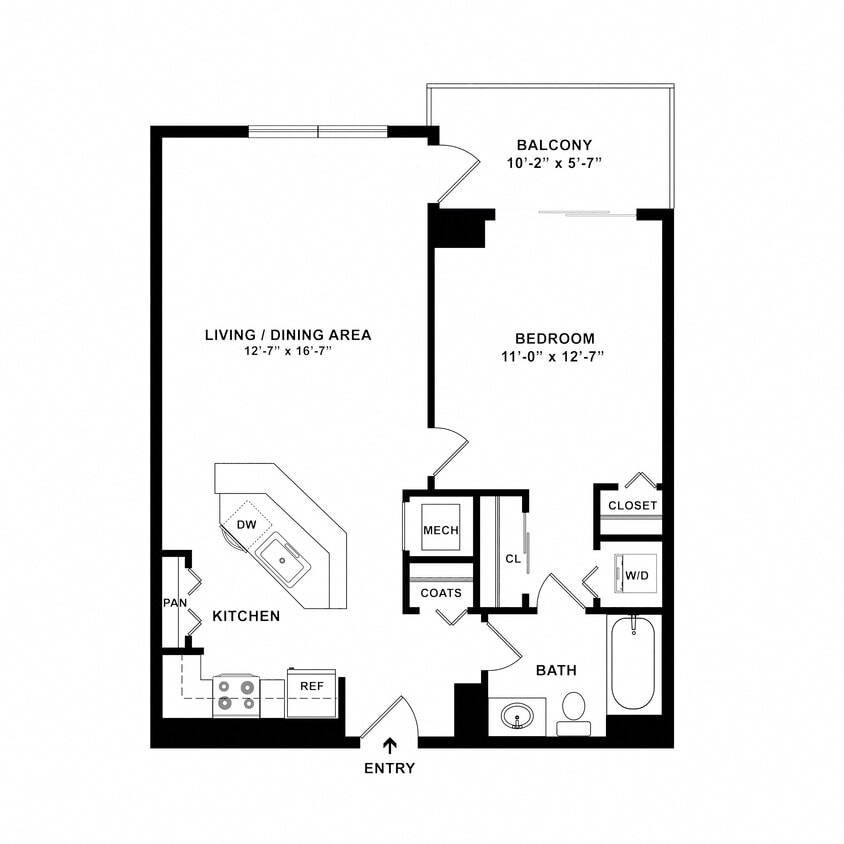 Floor Plan - 1 Bed/1 Bath-A04