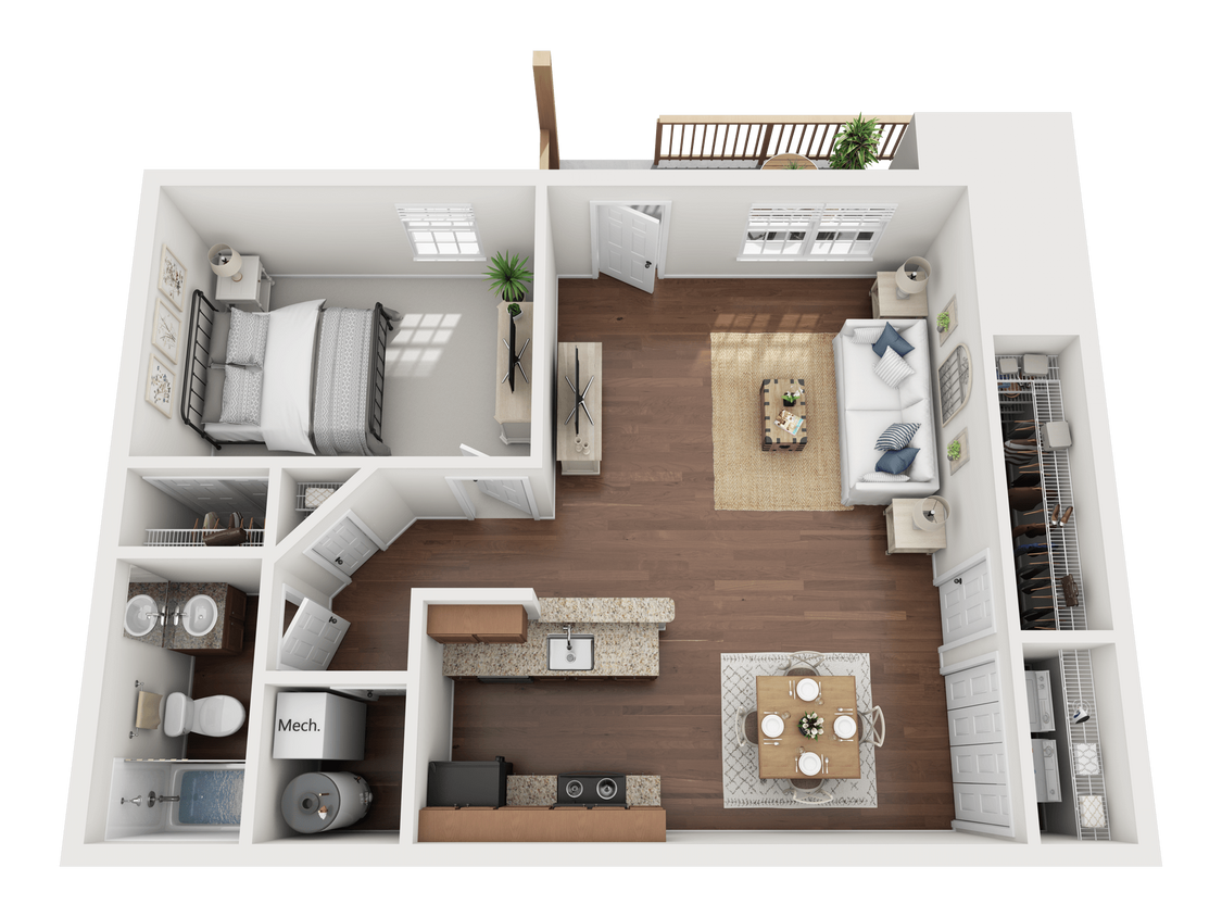 Floor Plan - One Bedroom, One Bath B