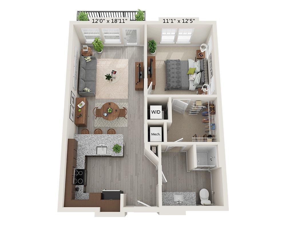Floor Plan - One Bedroom A1J