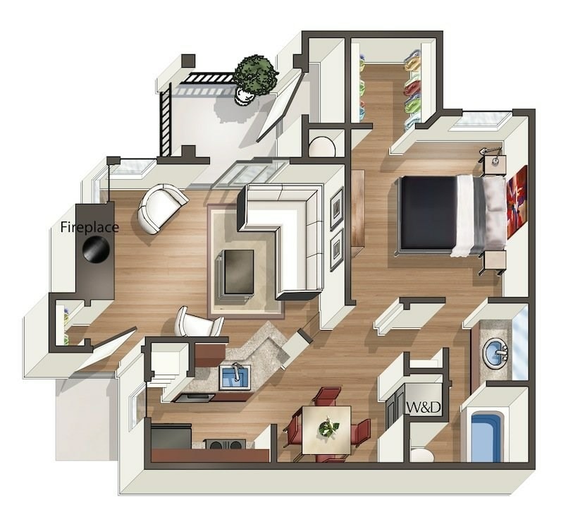 A3_1Bed_1Bath_670 sq ft - A3 - 1 Bedroom, 1 Bathroom