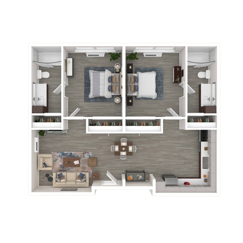 Floor Plan - Two Bedroom, Two Bath 