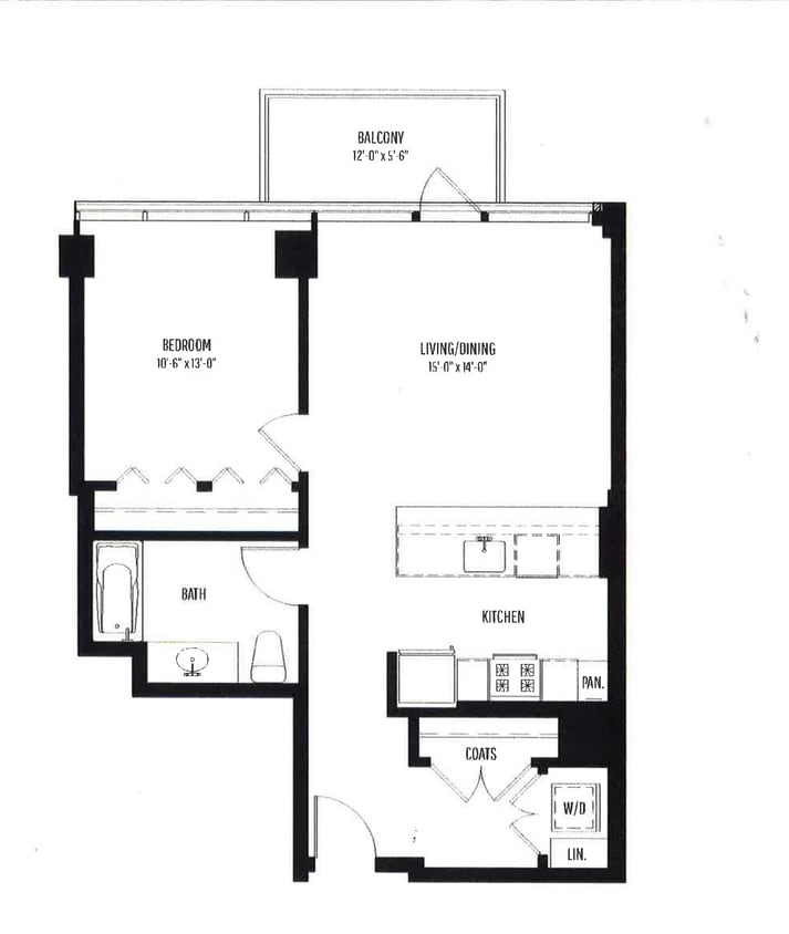 Floor Plan - 1 BR, 1 BTH