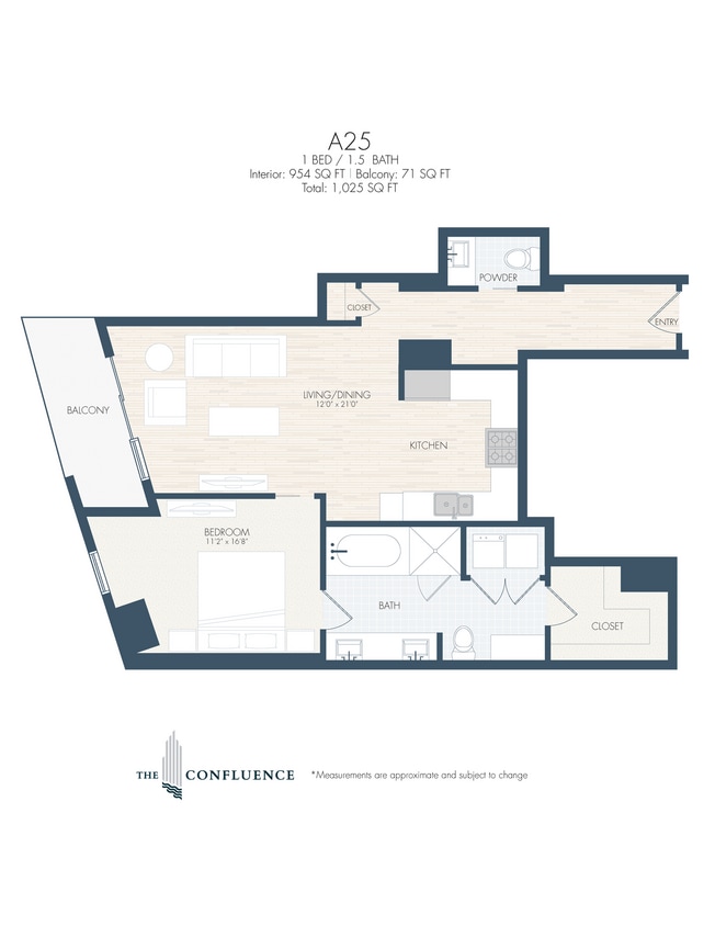 Floor Plan - A25 | Tower 1 Bedroom