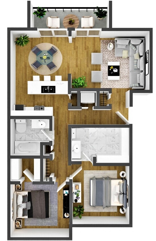 Floor Plan - Two Bedroom Two Bath
