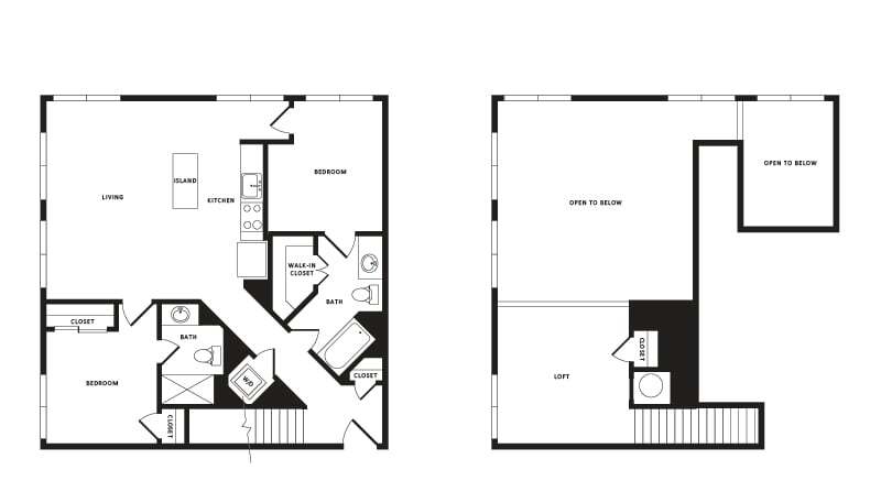Floor Plan - 2 Bed/2 Bath Loft-B04L Modern