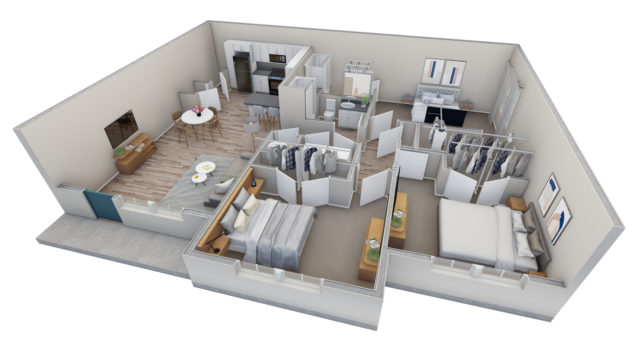Floor Plan - 3-2 BR Retreat Courtyard