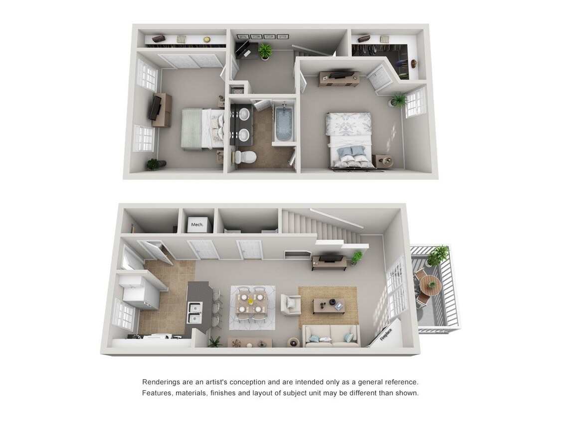 Floor Plan - 2 Bedroom Townhouse - Renovated