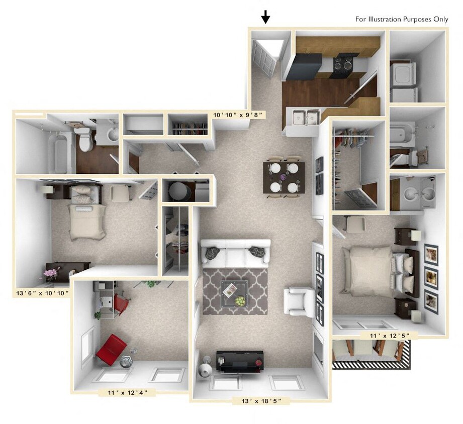 Floor Plan - The Canterbury 2 BR 2 BA