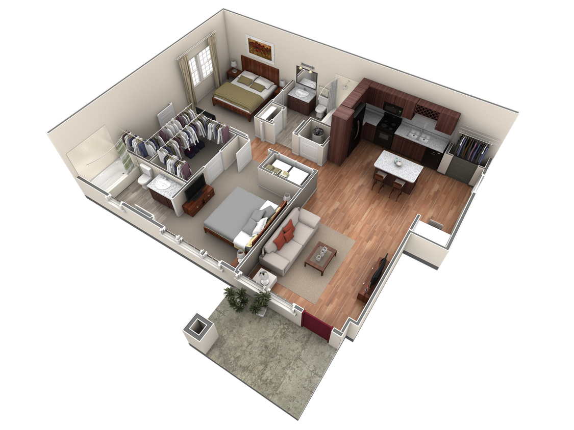 Floor Plan - 2 BR Designer Courtyard Garage