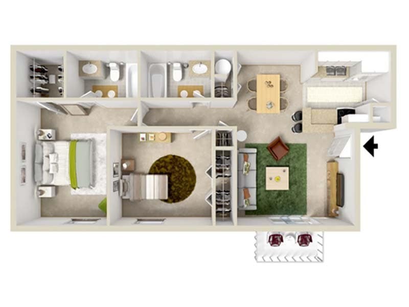 Floor Plan - 2 bed 2 bath B1