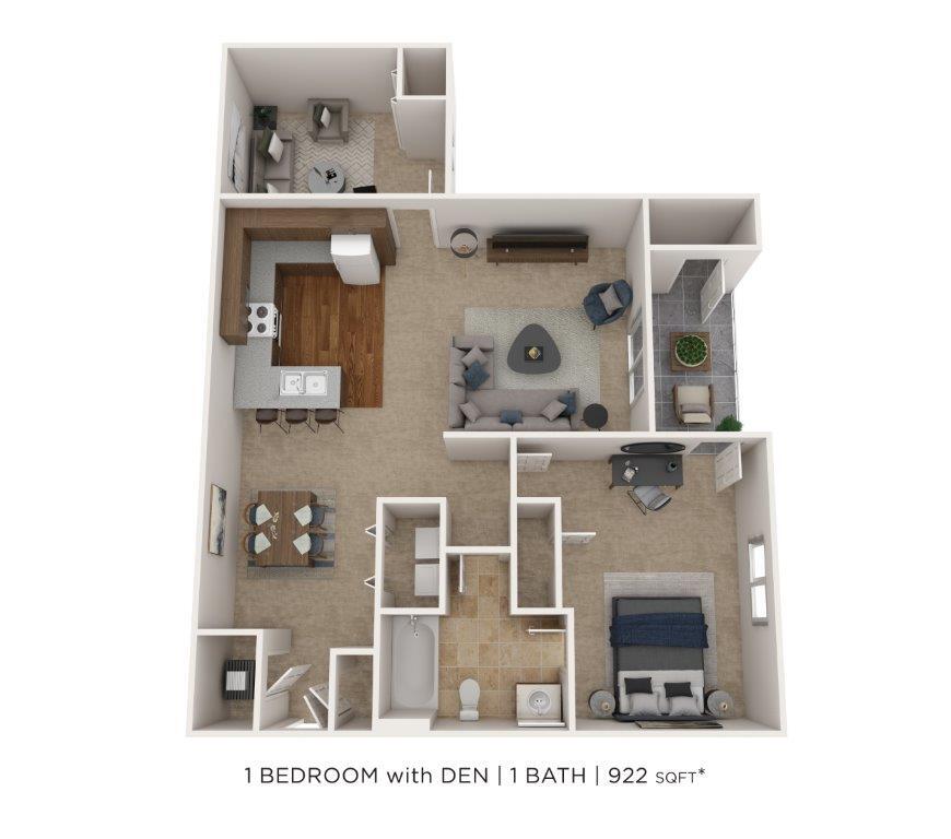 Floor Plan - One Bedroom w/ Den