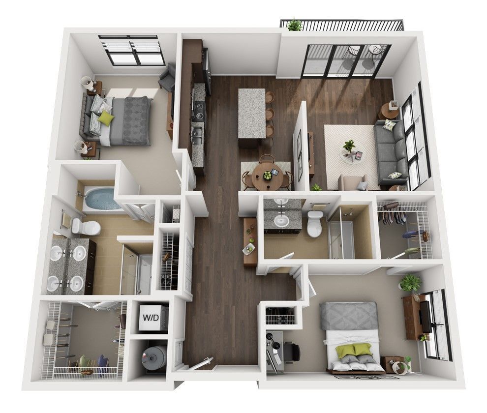 The Four - B4.1 - 2 Beds - 2 Baths - 1212 Sq. ft. - B4.1
