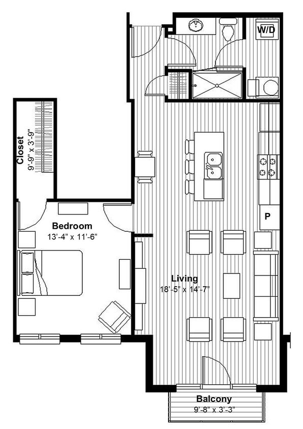 Modern 1 BR + Cocktail Balcony, Spa Shower - Modern 1 BR + Cocktail Balcony, Spa Shower