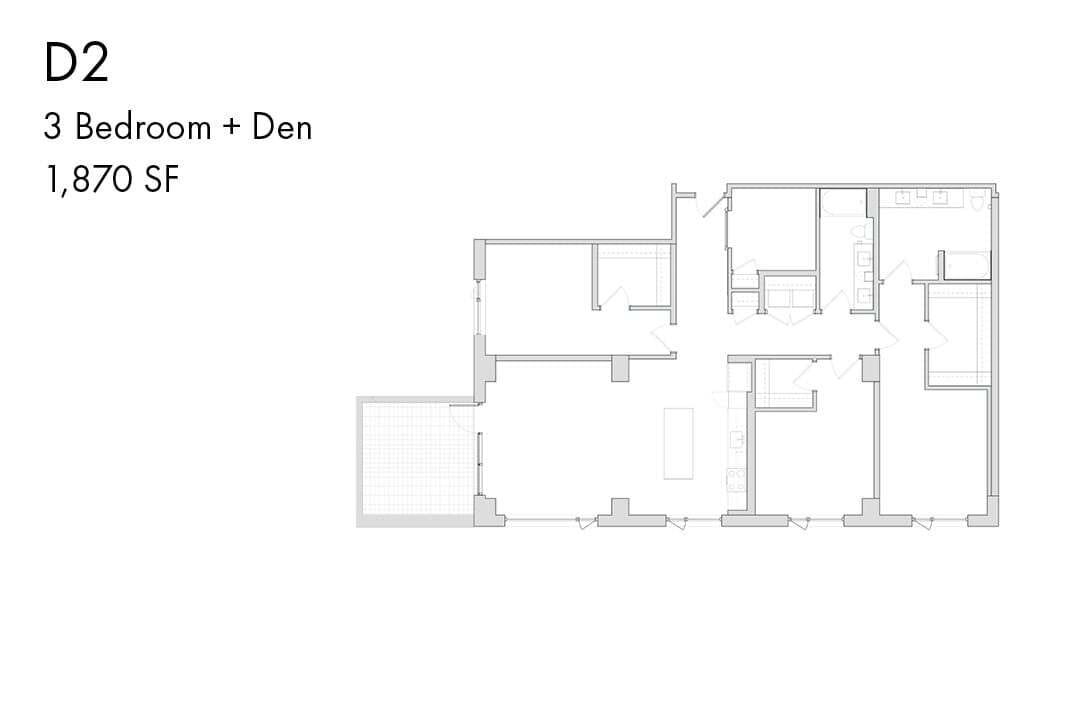 Floor Plan - D2 3 Bedroom Den