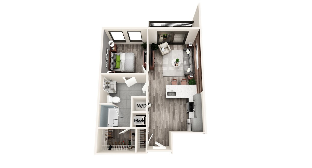 Floor Plan - AZB5 1 BEDROOM AND 1 BATH