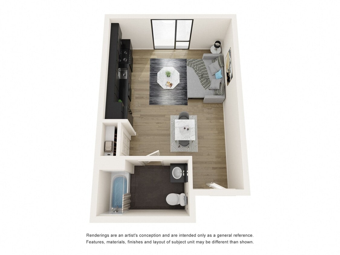 Floor Plan - 1 Bedroom, 1 Bathroom
