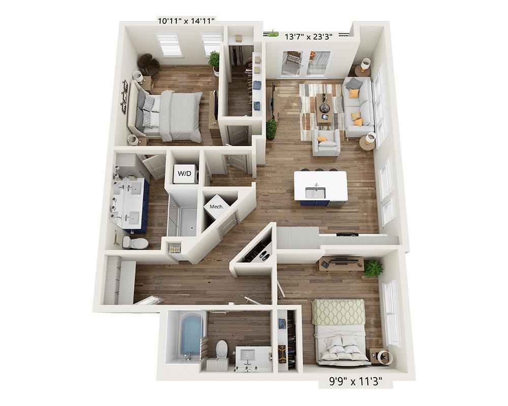 Floor Plan - Two Bedroom B2E-III