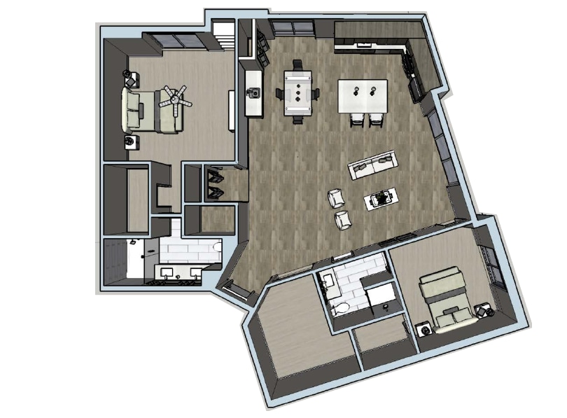 Floor Plan - 2 Bed / 2 Bath With Office - Lake View