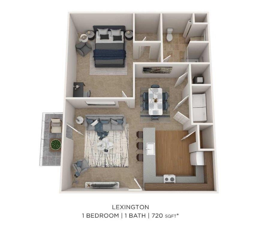 Floor Plan - One Bedroom -720 Sqft