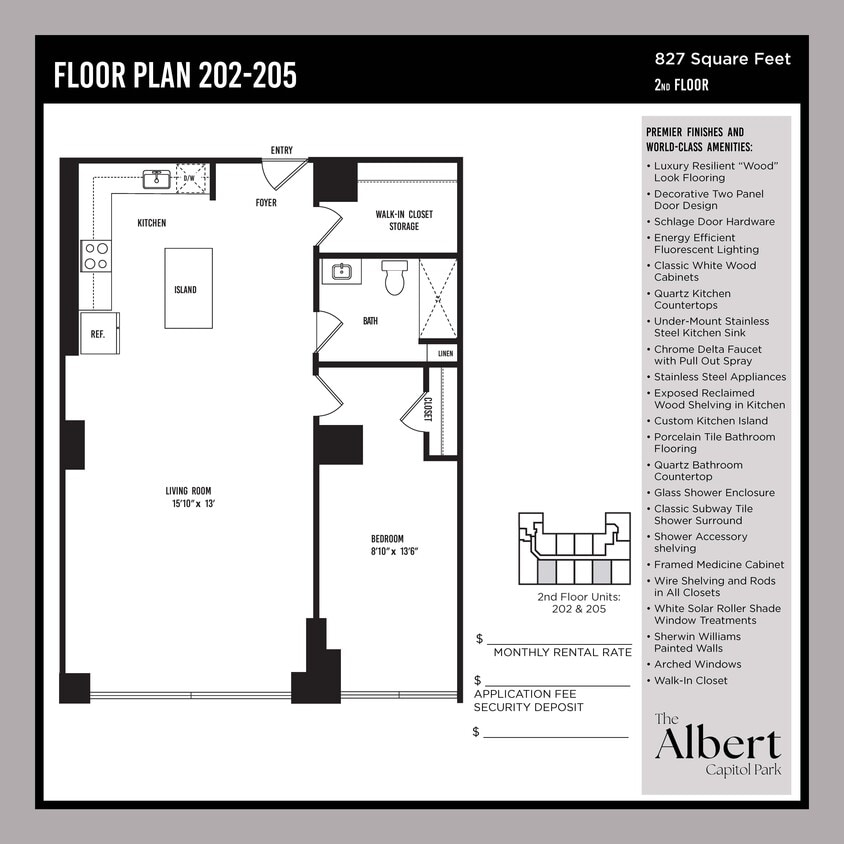 Floor Plan - 1 Bedroom Unit - 202 & 205