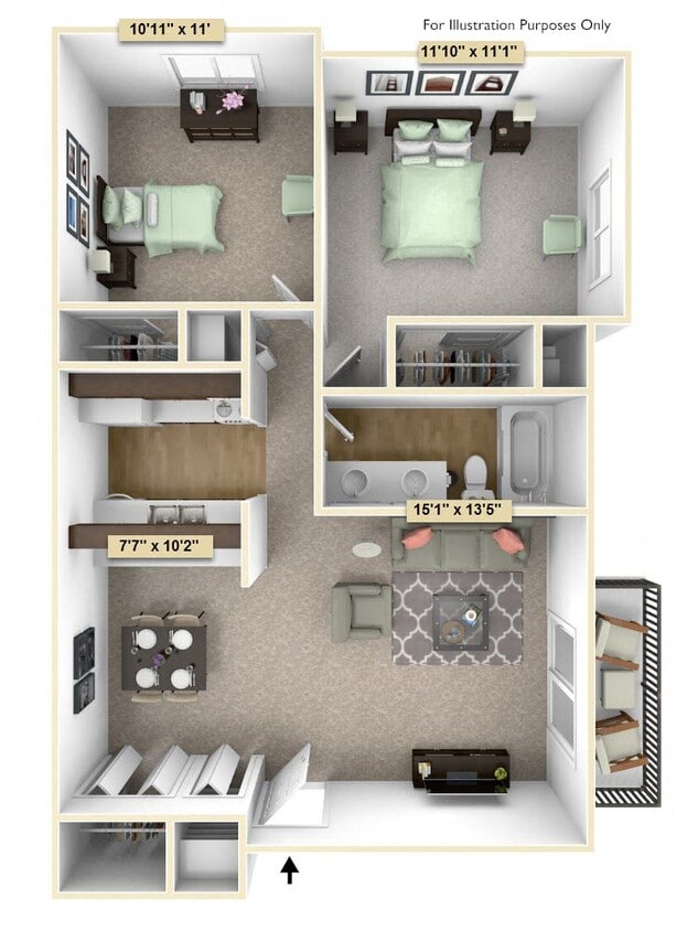 Floor Plan - Two Bedroom Cypress