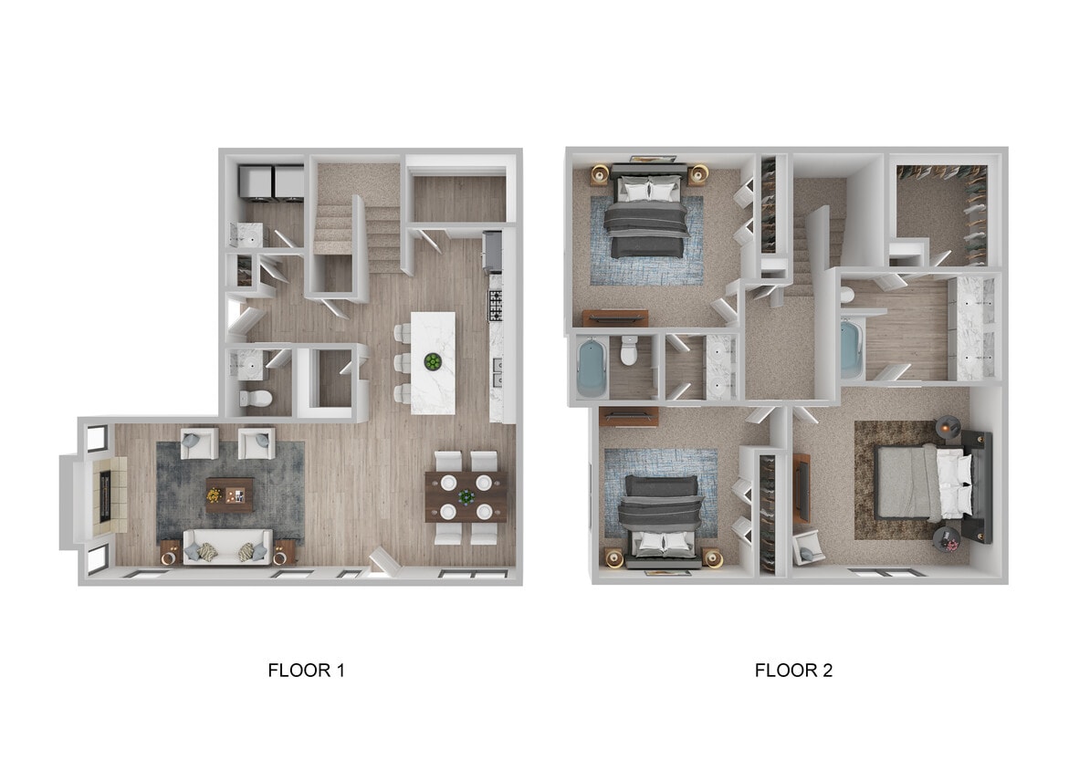 3BR, 2.5BA - 1861 SF - 3 Bedroom
