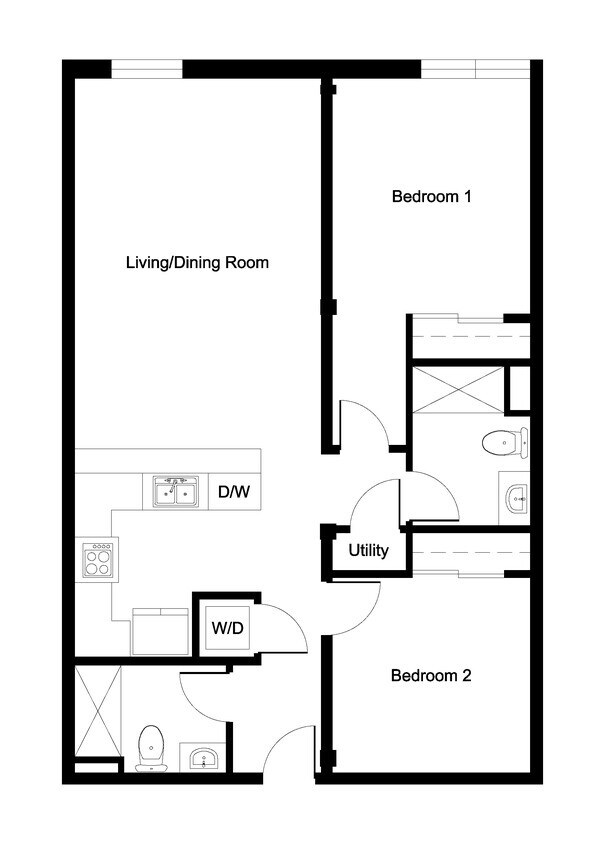 Floor Plan #208/308 - 2 bed 2 bath